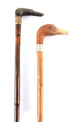 Lot 394 - A 19TH CENTURY HORN HANDLED WALKING STICK...