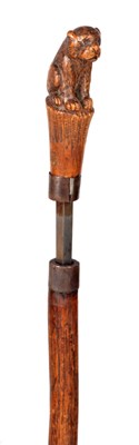 Lot 401 - A 19TH CENTURY SWORDSTICK WITH CARVED BOXWOOD...