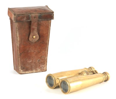 Lot 449 - AN EARLY PAIR OF NAVAL BRASS BINOCULARS SIGNED...