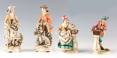 Lot 45 - A PAIR OF CONTINENTAL MEISSEN STYLE SHEPHERD...