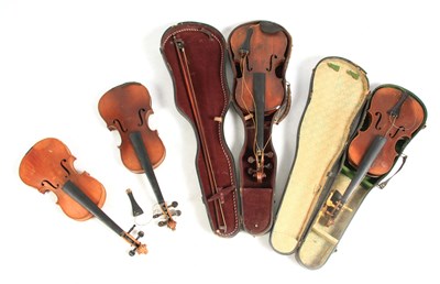 Lot 456 - A SELECTION OF FOUR VIOLINS including a French...