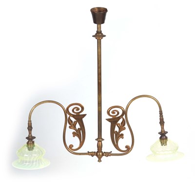 Lot 474 - A LATE 19TH CENTURY ART NOUVEAU STYLE BRASS...