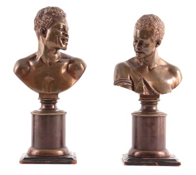 Lot 481 - A PAIR OF 19TH CENTURY PATINATED BRONZE BUSTS...