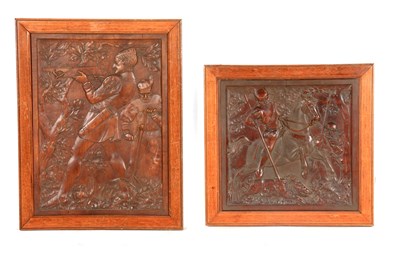 Lot 504 - TWO 19TH CENTURY FINELY CARVED WALNUT BLACK...