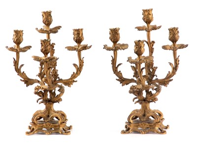 Lot 513 - A PAIR OF 19TH CENTURY ORMOLU GILT BRASS FOUR...