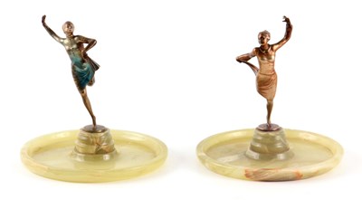 Lot 516 - JOSEF LORENZL. A PAIR OF SILVERED BRONZE AND...