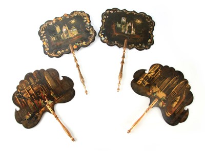 Lot 519 - A PAIR OF 19TH CENTURY PAINTED LACQUERWORK...