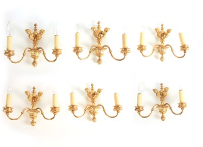 Lot 524 - A GOOD SET OF SIX 20TH CENTURY ORMOLU TWO...