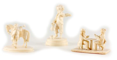 Lot 527 - A COLLECTION OF THREE FINELY CARVED IVORY...