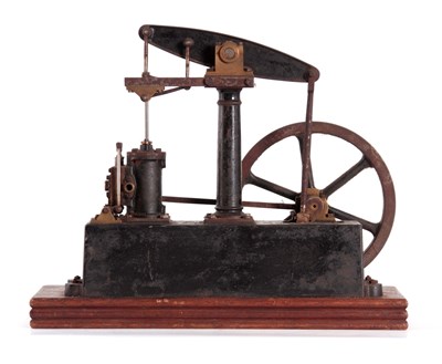 Lot 551 - A STUART SINGLE-CYLINDER BEAM ENGINE on green...