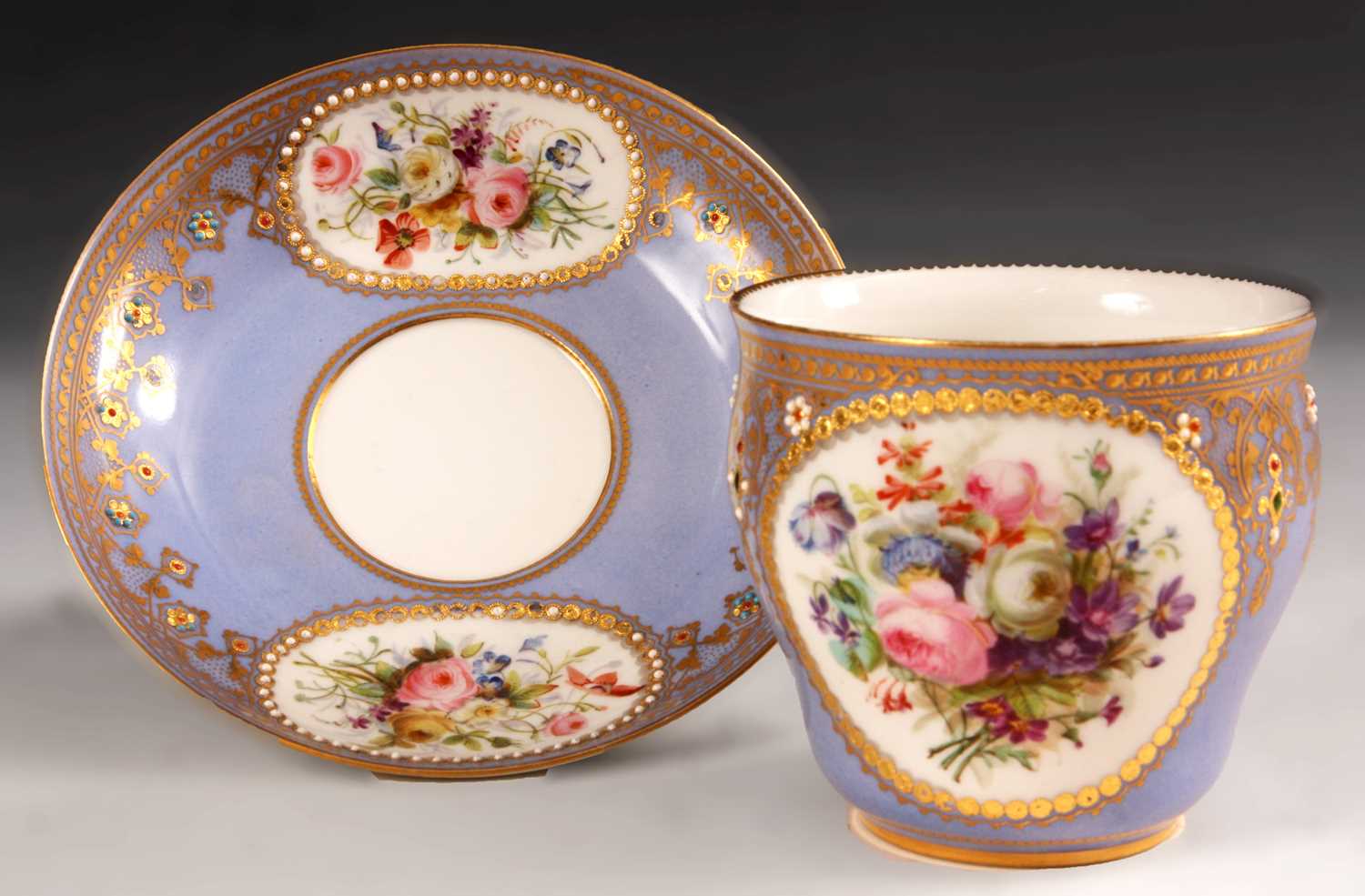 Lot 82 - An early 19th Century Sevres Lilac ground...