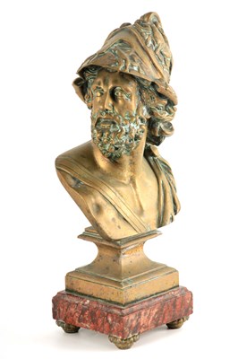 Lot 571 - A 19TH CENTURY CLASSICAL FRENCH BRONZE BUST OF...