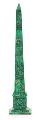 Lot 579 - A 20TH CENTURY MALACHITE VENEERED OBLISK of...