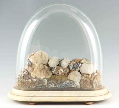 Lot 586 - A 19TH CENTURY ROCK CRYSTAL DISPLAY UNDER A...