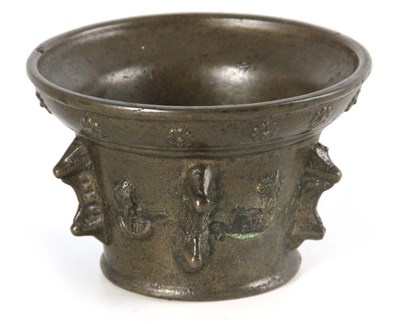 Lot 591 - A 17TH CENTURY FRENCH BRONZE MORTAR of...