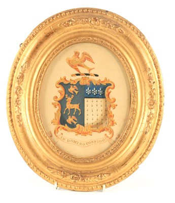 Lot 600 - A GILT AND PAINTED FRAMED COAT OF ARMS from...