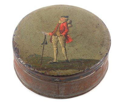 Lot 607 - A LATE 18TH CENTURY LACQUERED TIN BOX with...