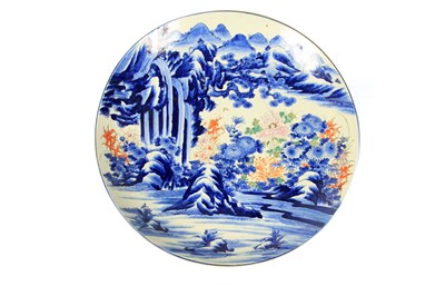 Lot 62 - A MEIJI PERIOD OVERSIZED JAPANESE PORCELAIN...