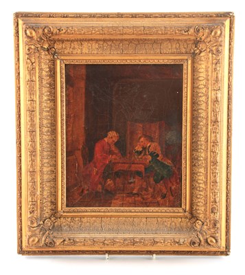 Lot 620 - A 19TH CENTURY OIL ON CANVAS. Interior scene...