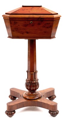 Lot 960 - AN EARLY 19TH CENTURY YEW-WOOD TEAPOY the...