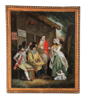 Lot 665 - AN EARLY 19TH CENTURY REVERSE PAINTED ON GLASS...