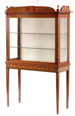 Lot 963 - A FINE SHERATON STYLE PAINTED SATINWOOD...