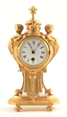 Lot 733 - A LATE 19TH CENTURY FRENCH GILT MANTEL CLOCK...