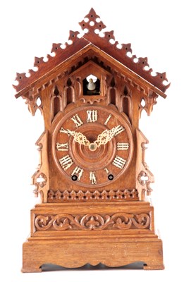 Lot 767 - A 19TH CENTURY DOUBLE FUSEE CUCKOO CLOCK...