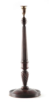 Lot 842 - A 19TH CENTURY MAHOGANY CANDLESTICK OF LARGE...