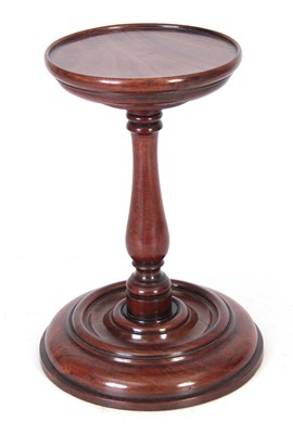 Lot 843 - AN 18TH CENTURY MAHOGANY TURNED CANDLE STAND...