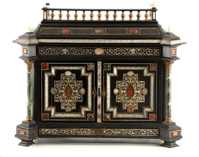 Lot 866 - A 19TH CENTURY ITALIAN EBONY AND IVORY INLAID...