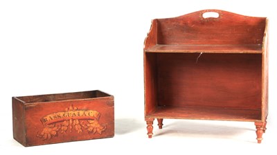 Lot 877 - A 19TH CENTURY PAINTED PORTABLE BOOK SHELF...