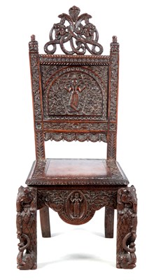 Lot 879 - A 19TH CENTURY ANGLO INDIAN CARVED HARDWOOD...