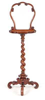 Lot 890 - A 19TH CENTURY WALNUT BARLEY TWIST TABLE...