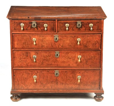 Lot 924 - A WILLIAM AND MARY FIGURED WALNUT CHEST OF...