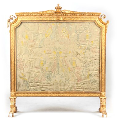 Lot 955 - A LATE 19TH CENTURY GILT GESSO FIRE SCREEN...