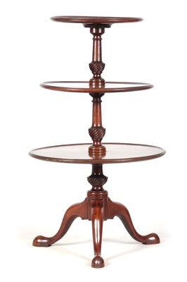 Lot 958 - A GEORGE III MAHOGANY THREE TIER DUMB WAITER...