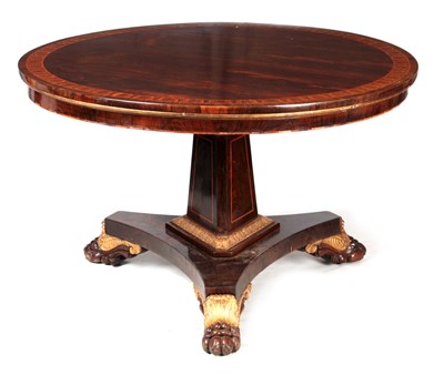 Lot 977 - A REGENCY CIRCULAR ROSEWOOD TABLE IN THE...