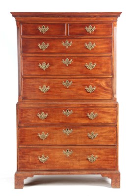 Lot 992 - A GEORGE III MAHOGANY CHEST ON CHEST with...