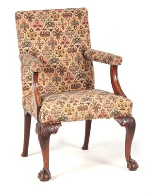 Lot 993 - A GEORGE III MAHOGANY ARMCHAIR with...