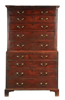 Lot 1025 - AN EARLY GEORGE III MAHOGANY CHEST ON CHEST OF...