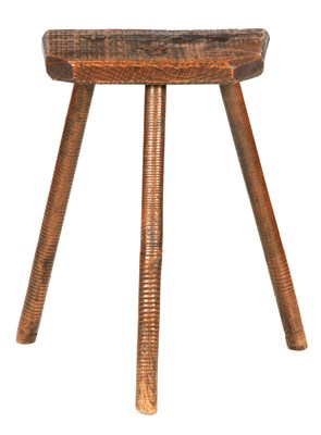 Lot 1035 - A 19TH CENTURY CUTLERS STOOL with Elm seat...