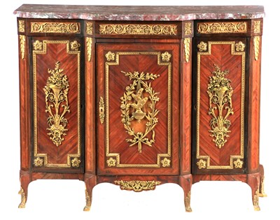 Lot 1043 - A 19TH CENTURY FRENCH ORMOLU MOUNTED KINGWOOD...