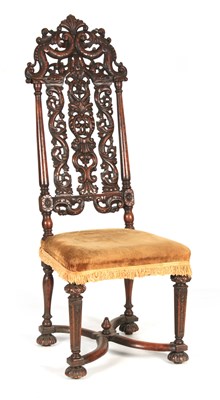 Lot 1049 - A WILLIAM AND MARY WALNUT SIDE CHAIR with...