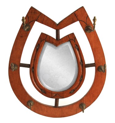 Lot 1050 - A LATE 19TH CENTURY OAK HORSE SHOE SHAPED...