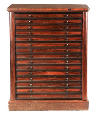 Lot 1058 - A 19TH CENTURY ROSEWOOD COLLECTOR'S CABINET...