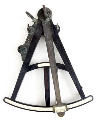 Lot 422 - A LARGE GEORGE III EBONY FRAMED OCTANT with...