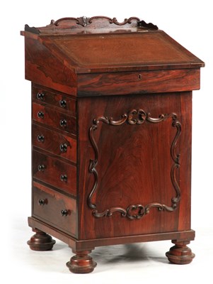 Lot 1068 - A WILLIAM IV ROSEWOOD DAVENPORT with angled...