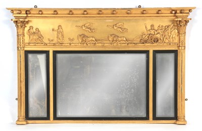 Lot 1072 - A REGENCY ADAM STYLE GILT GESSO OVERMANTEL...