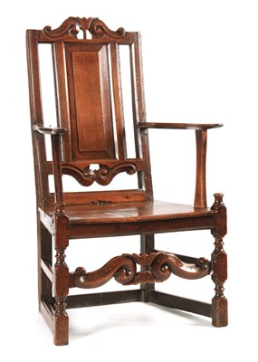 Lot 1080 - A GOOD LATE 17TH CENTURY JOINED OAK ARMCHAIR...